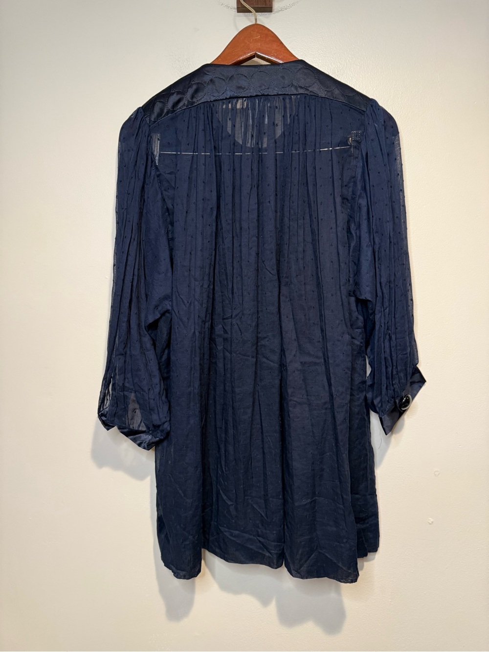 BY MALENE BIRGER Karly Blouse tunic crinkle chiffon peasant navy blue size 38 - Picture 4 of 10
